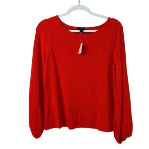 Ann Taylor Sweater Petite L LP Orange Long Balloon Sleeve Pullover NWT